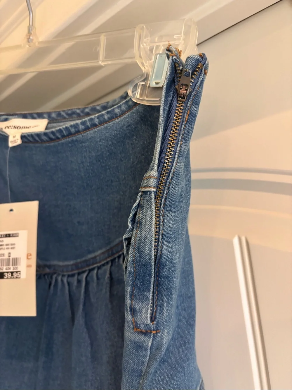 eesome Asymmetrical Denim Ruffle Skirt - Blue